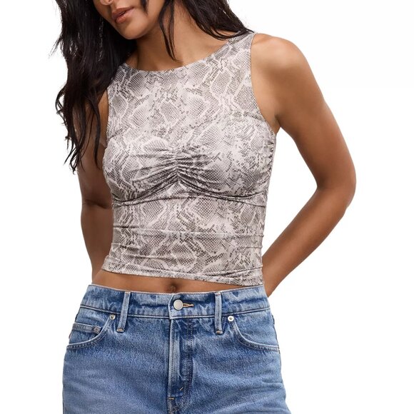 79$ Good American Slinky Jersey Ruched Pullover Tank Top Sleeveless Size M White - Picture 1 of 1